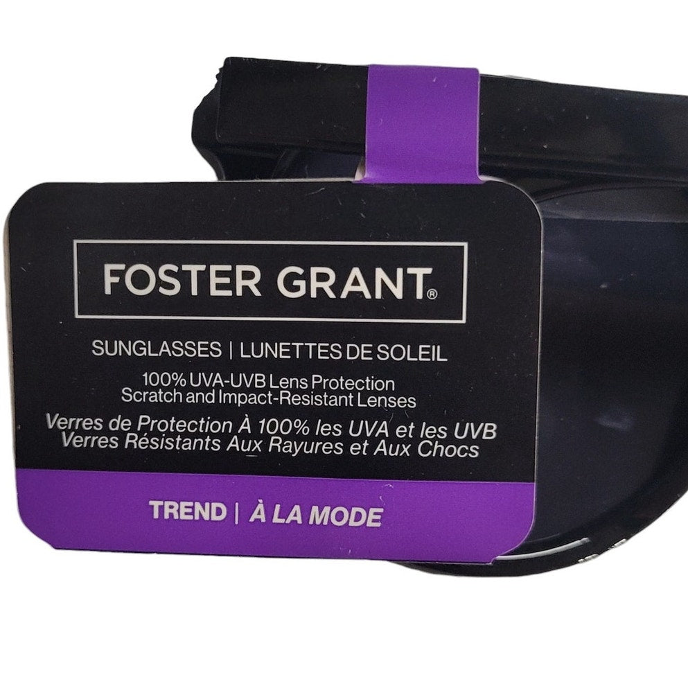 Foster Grant Black Trend Sunglasses, Black, 100% UVA-UVB Lens