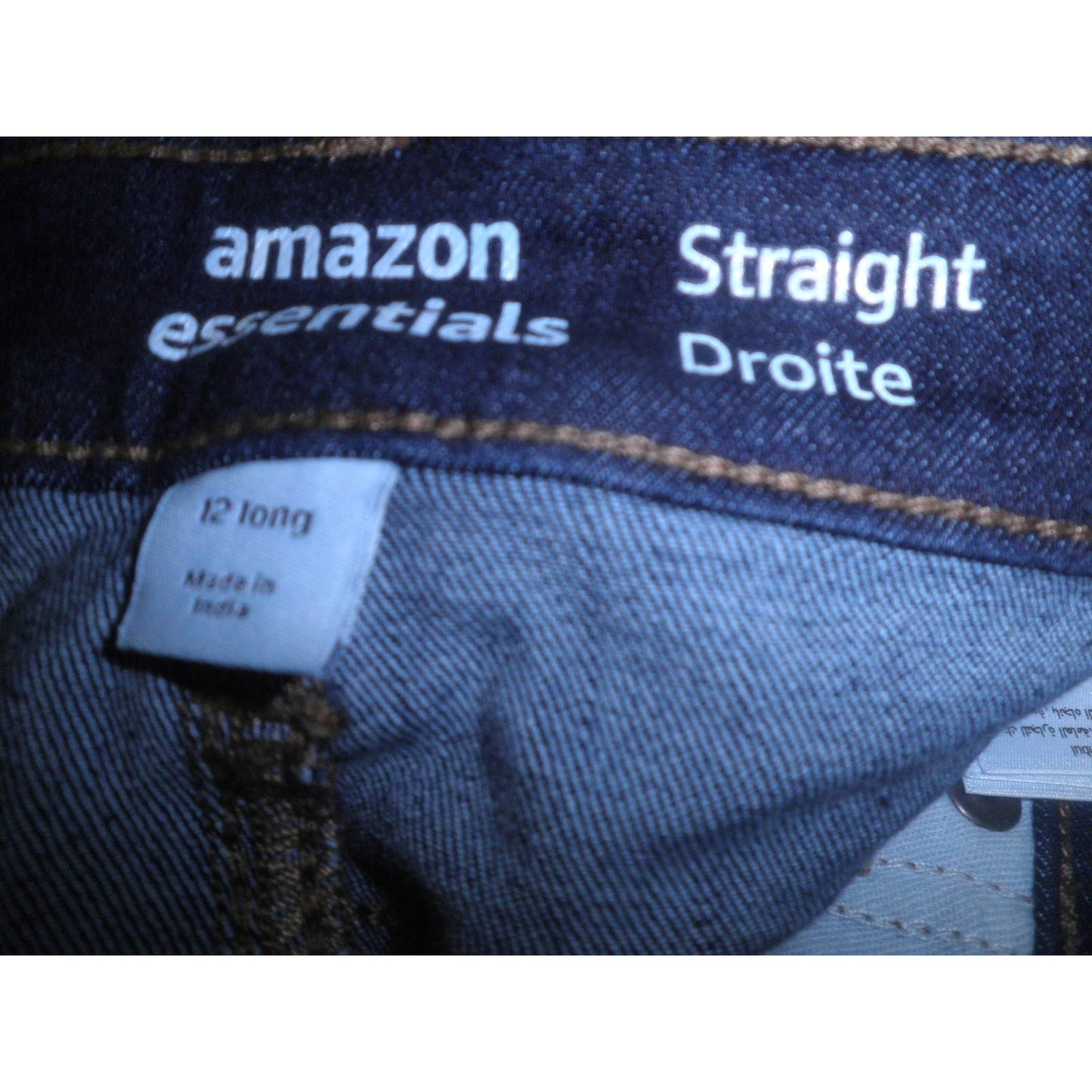 Amazon Essentials Women's Denim Slim Straight Blue Jeans, Dark Wash, 12 Long