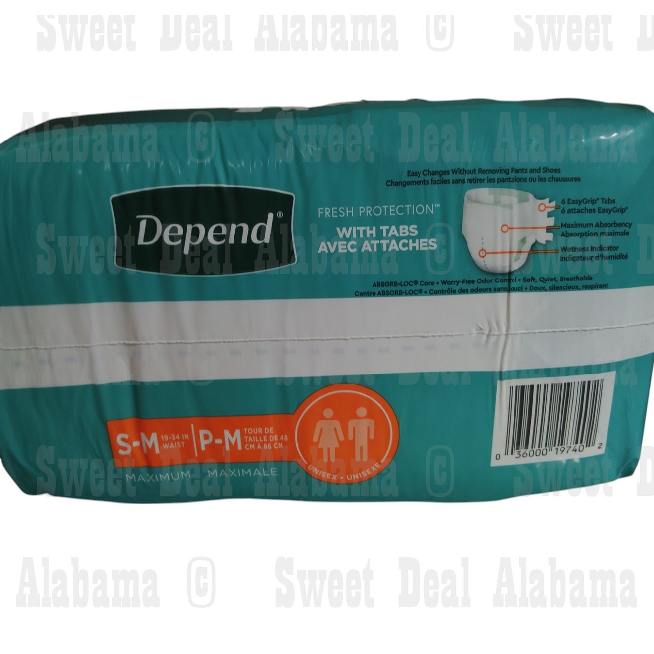 Depend Unisex Adult Briefs, Diaper Style, Max Fitted Protection Size S/M 60 Ct.