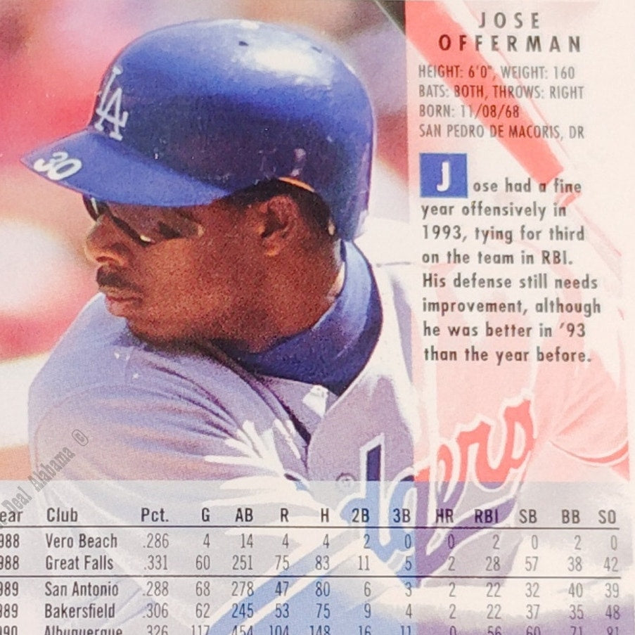 Jose Offerman, Los Angeles Dodgers, #519, 1994 Fleer Baseball Collector's Card