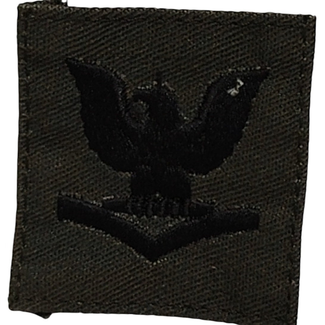 Vintage Navy Petty Officer 3rd Class E-4 Subdued Sew-On Cap Device Emblem OD Green Tactical Patch