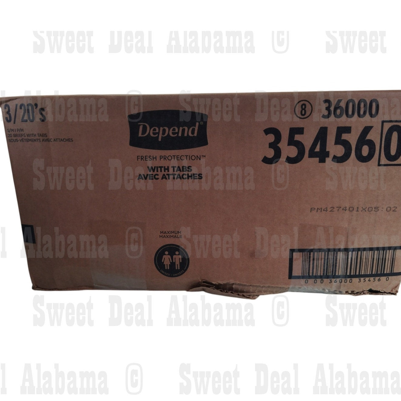 Depend Unisex Adult Briefs, Diaper Style, Max Fitted Protection Size S/M 60 Ct.