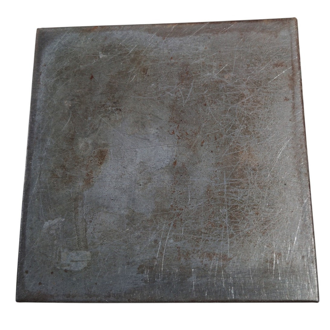 Vintage Galvanized Steel Box – Swing Clip Closure, 5-3/8" Square Industrial Storage