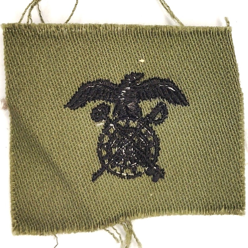 US Army Quartermaster Corps Officer Patch Subdued ODG 2" × 2‑1/4" Raw‑Edge