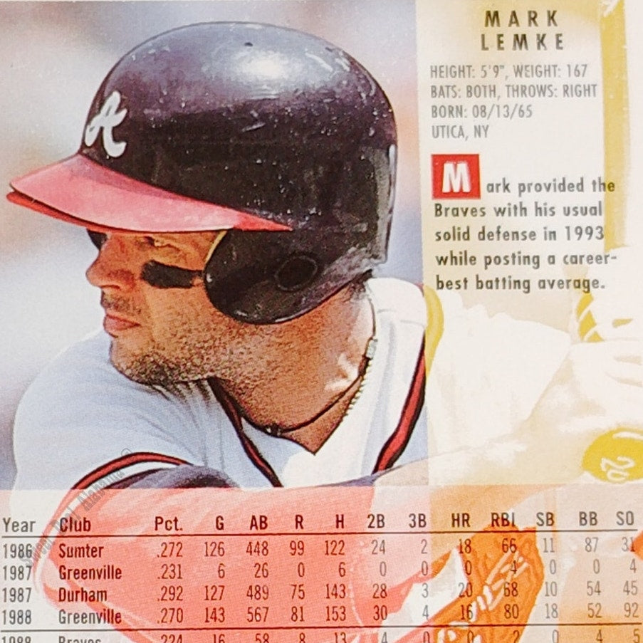 Mark Lemke, Atlanta Braves, #363, 1994 Fleer Baseball Collector's Card