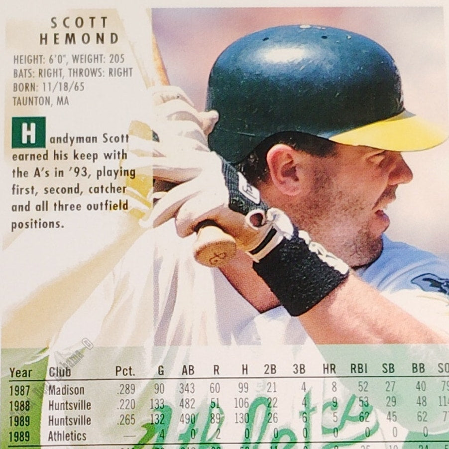 Scott Hemond, Oakland Athletics (A's) #263 1994 Fleer Baseball Collector's Card