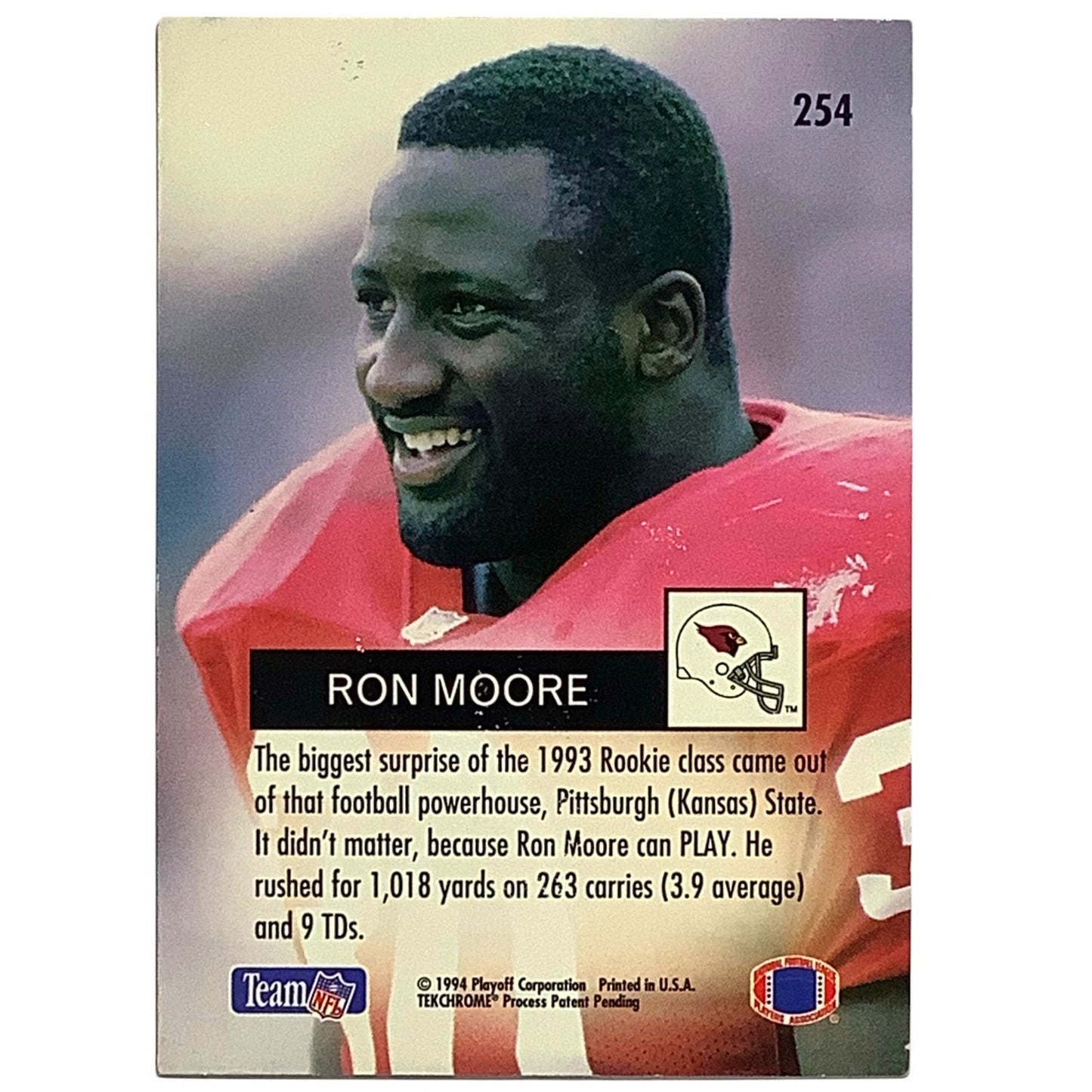 Ron Moore, Arizona Cardinals, NFL 1994 Playoff Ground Attack Card 254, EX/NM