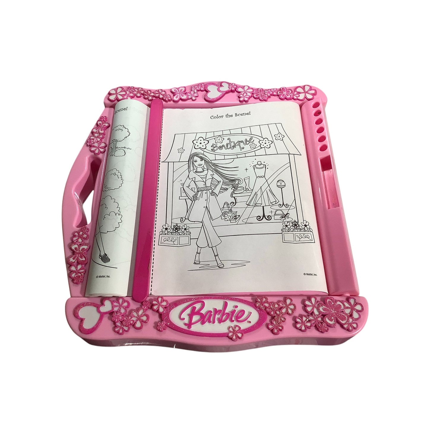 Vintage Barbie Coloring Scroll Board, 10-1/8"H Paper Scroll Included. 14x13x1.5