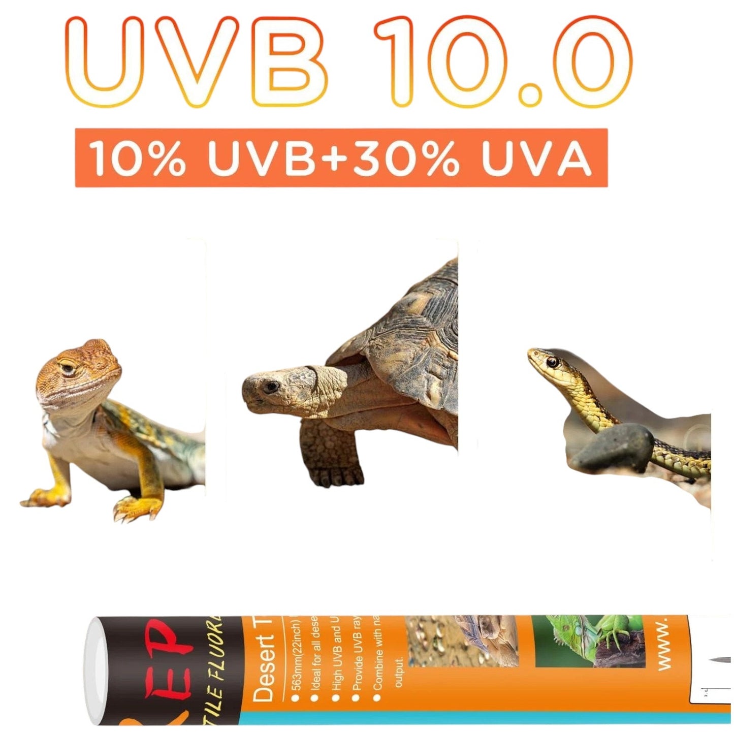 REPTI ZOO Reptile UVB 24" Fluorescent Bulb – 18W – 10.0 UVB – T8 Desert Lamp