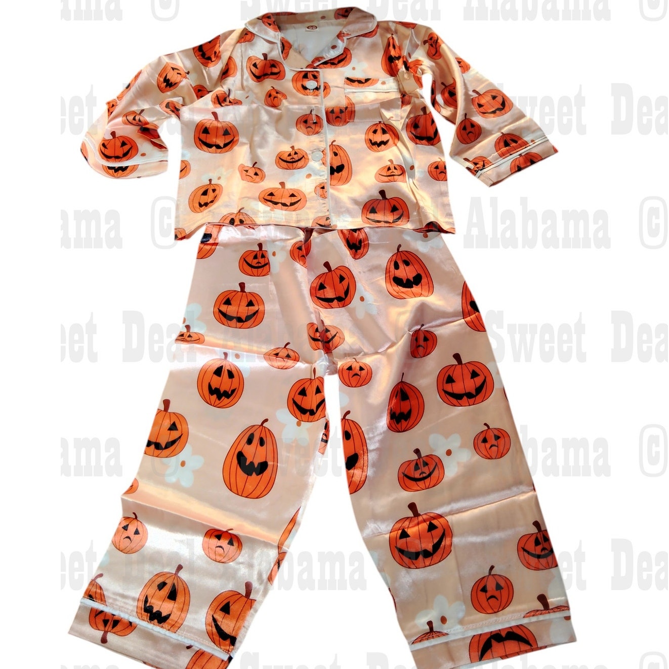 Toddler Halloween Pajamas – Pumpkin Satin 2-Piece Set, 2T-3T