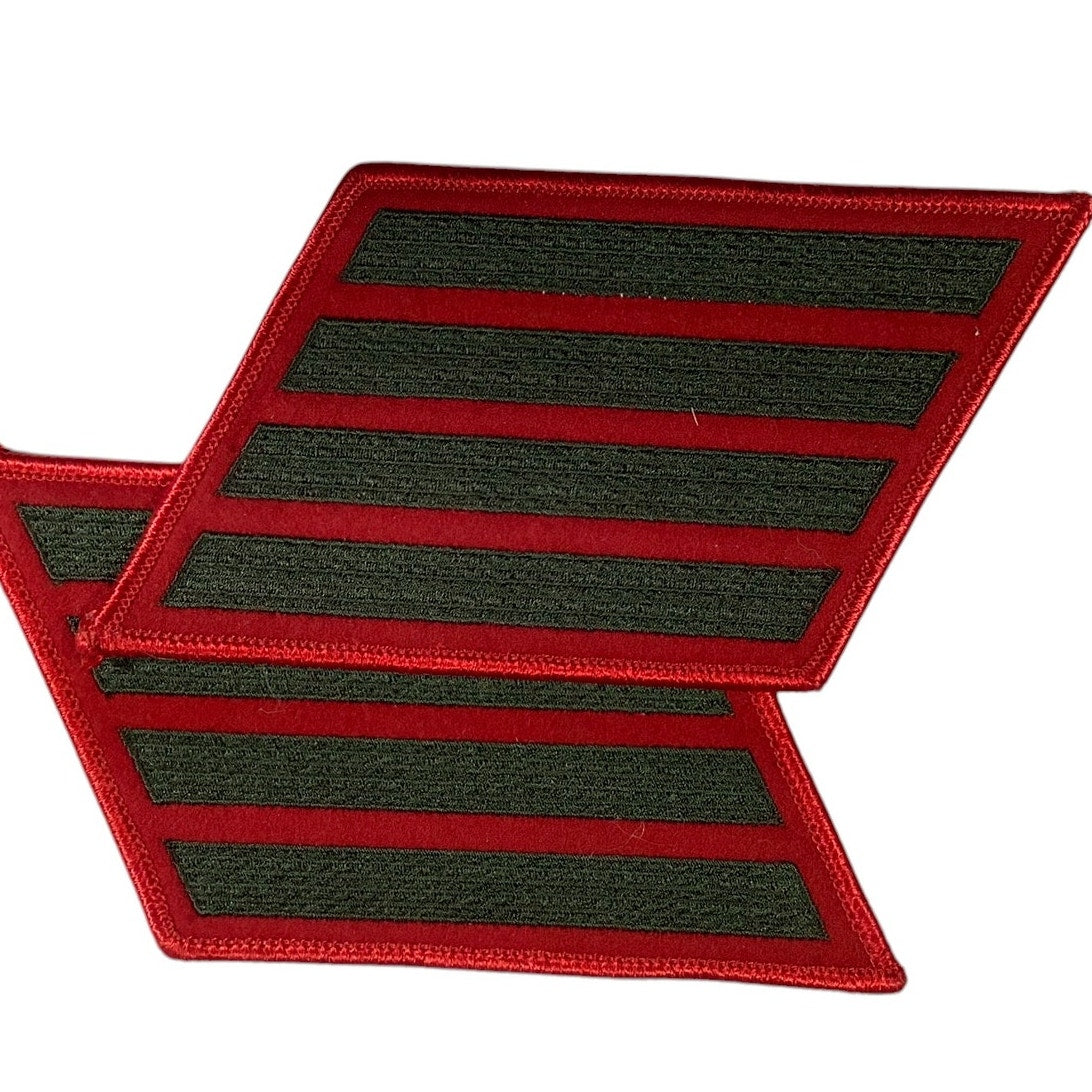 1 Set- 16 Year US Marine Corps Service 4 Stripes - Large Size - Green on RED