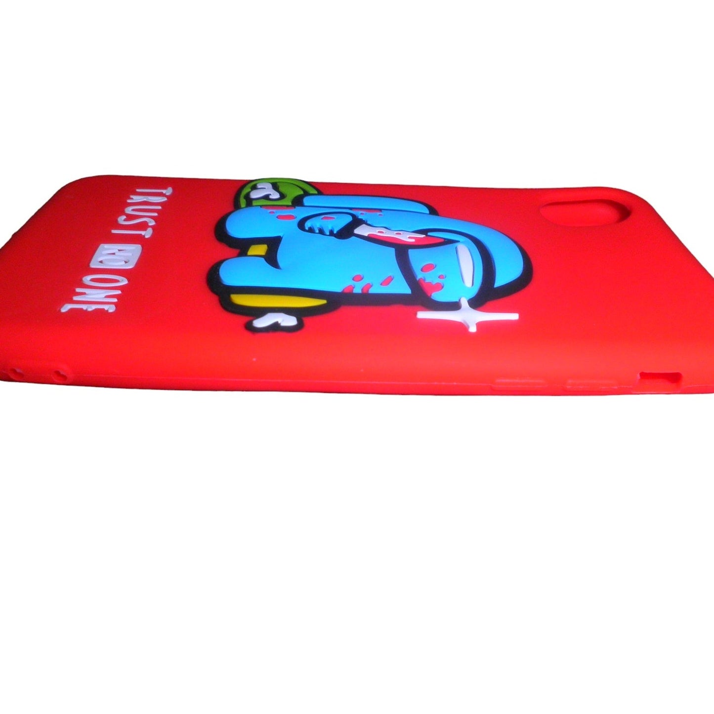 Silicone Phone Bumper Case for iPhone XR, 3D Red Knife Astronaut, TRUST NO ONE