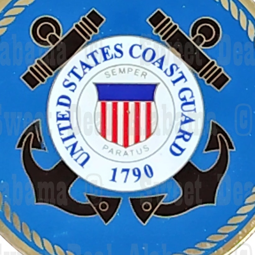 Metallic United States Coast Guard Recessed Emblem, 2" Display Emblem