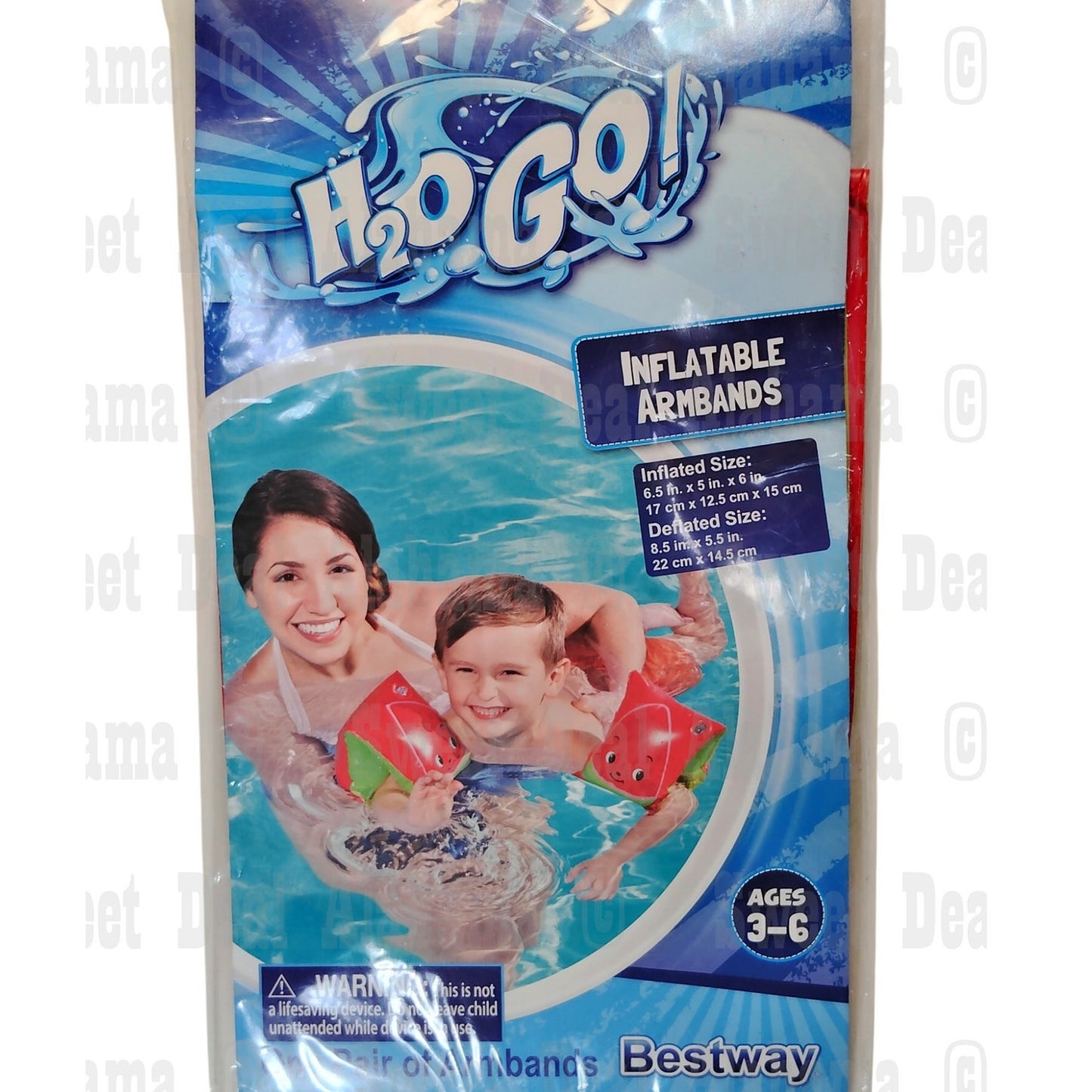 H2O Go! Kids Armbands Floaties, Melon Red, Ages 3-6, 6.5" x 5" x 6" Inflated