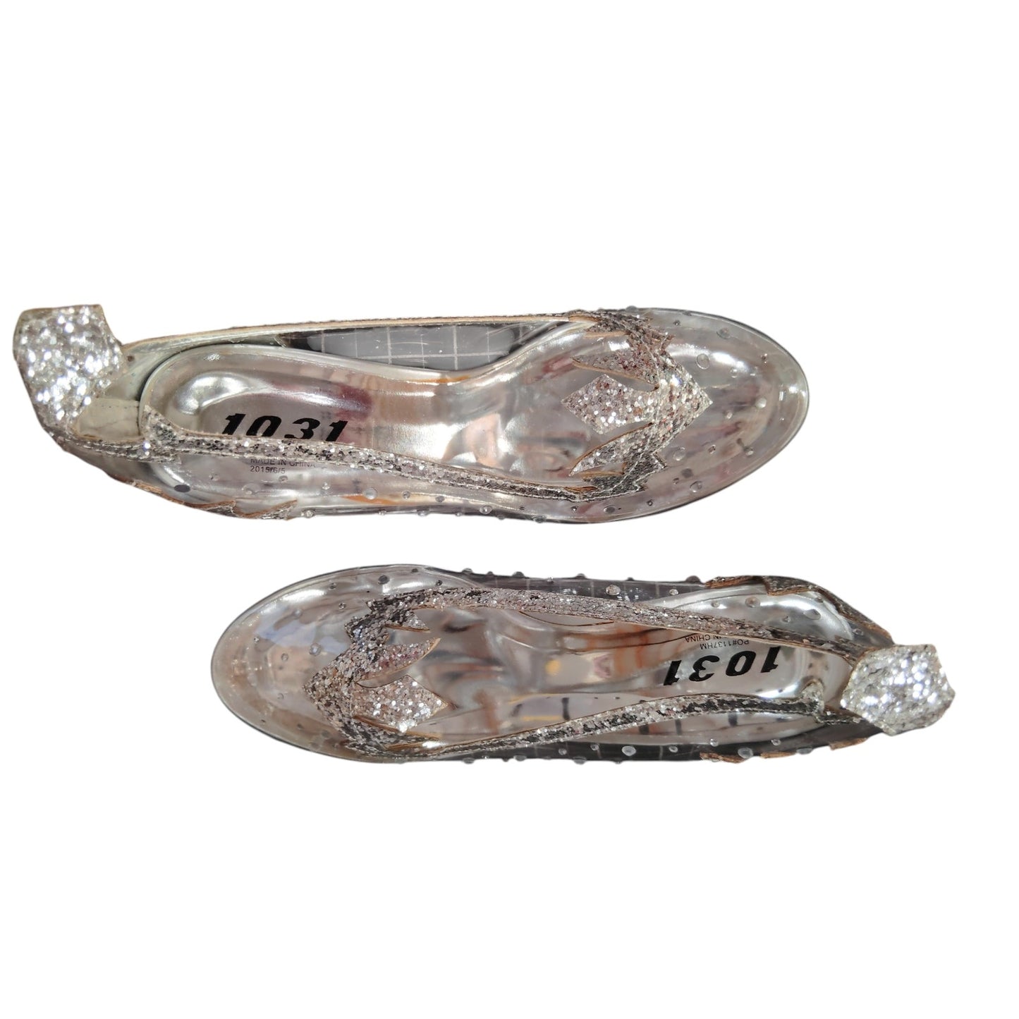 Ellie Shoes Girl’s Silver Glitter Shoes – 2" Heel Clear Slipper, Children’s Large (2/3), 201-ICE
