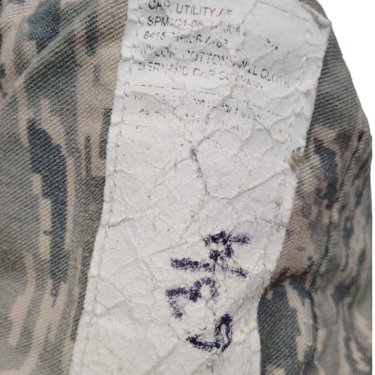 2008 U.S. Air Force ABU Utility Cap Size 6-3/4 Ripstop Nylon/Cotton Digital Tiger Stripe NOI