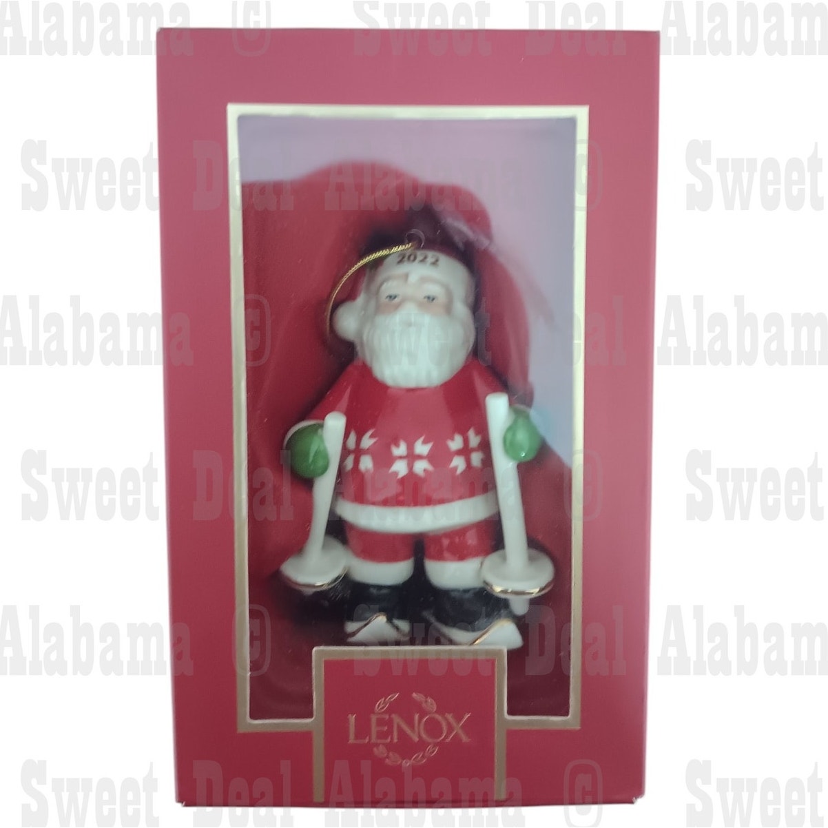 Lenox Annual Santa Ornament 2022 – Wooly Warm Santa on Skis, 3.8 in. (Boxed)