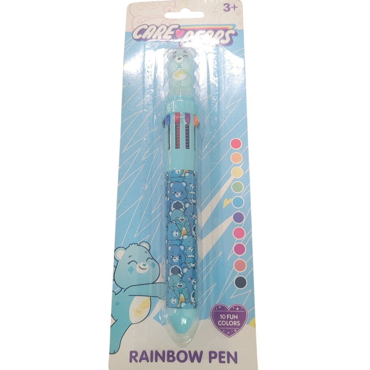 Care Bears Rainbow 10-Color Pen Blue Cheer Bear Topper and Barrel