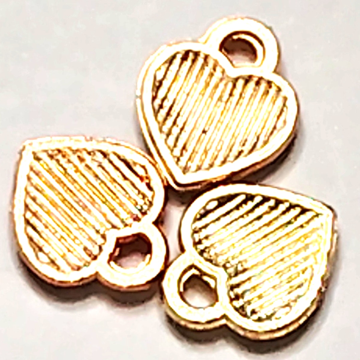 Heart Charms 3‑Pack Gold‑Tone Enamel Pink Red White 1/4" Jewelry Making