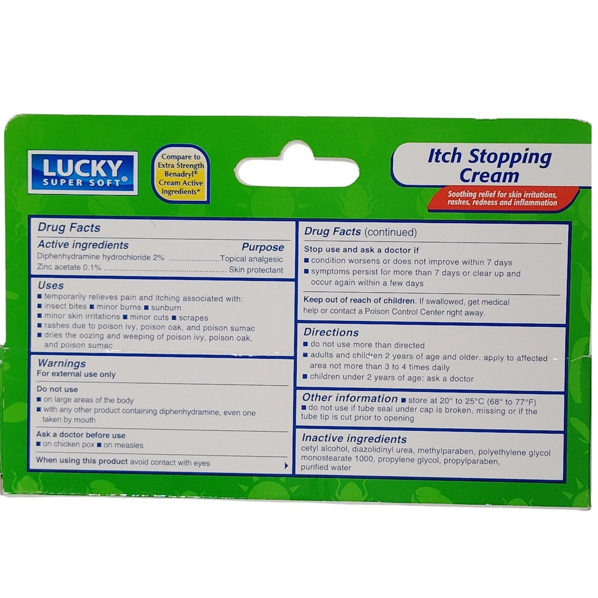 Lucky Super Soft Itch Stopping Cream – 1 oz – Diphenhydramine – Exp. 12/2026