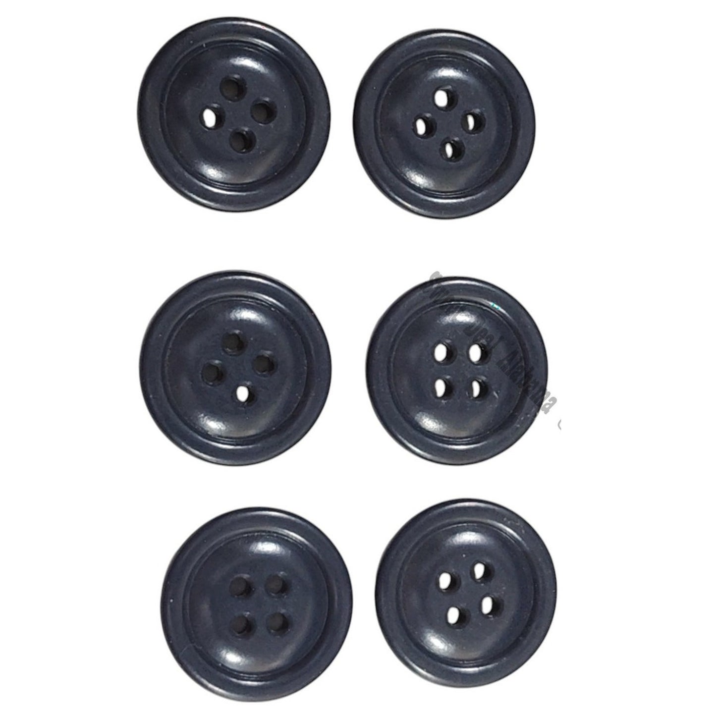 6 Dark Blue U.S. Navy 4-Hole Coat Buttons, 13/16"D, 32 Ligne, 1/2 Dz., Plastic