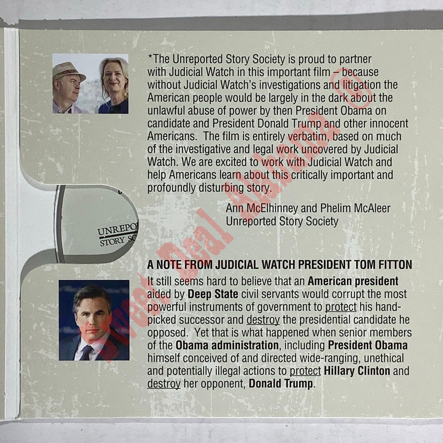 The Obamagate DVD (2020), By Unreported Story Society w/ Judicial Watch