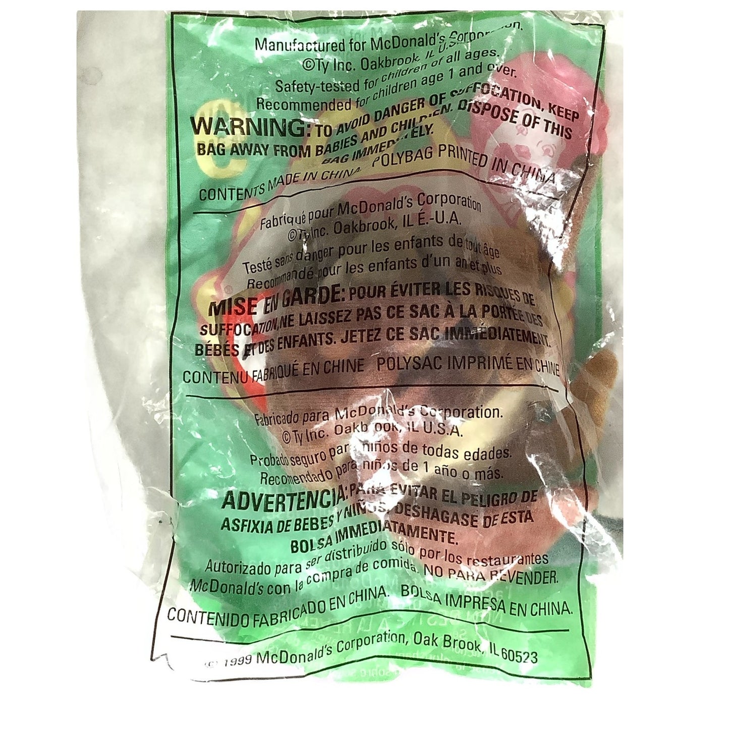 TY Teenie Beanie Babies - Claude the Crab, McDonald's 1999 Happy Meal Toy, NIP