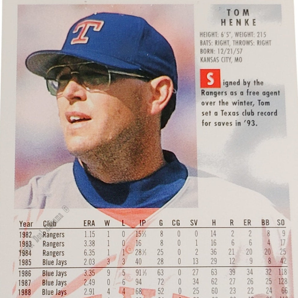 Tom Henke, Texas Rangers, #308, 1994 Fleer Baseball Collector's Card