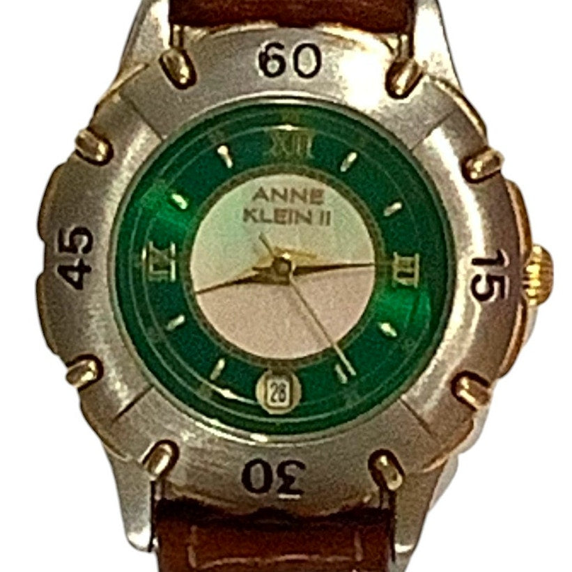 Anne Klein II Ladies Watch, Leather Band and Silver/Gold Trim, 27mm Non-Operable