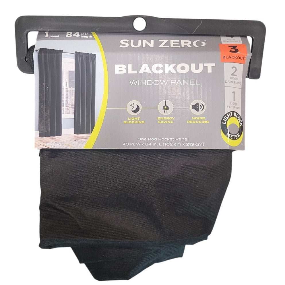 Sun Zero Doucet Thermal Blackout Curtain Panel 40"x84" Black – Energy Efficient, Noise Reducing