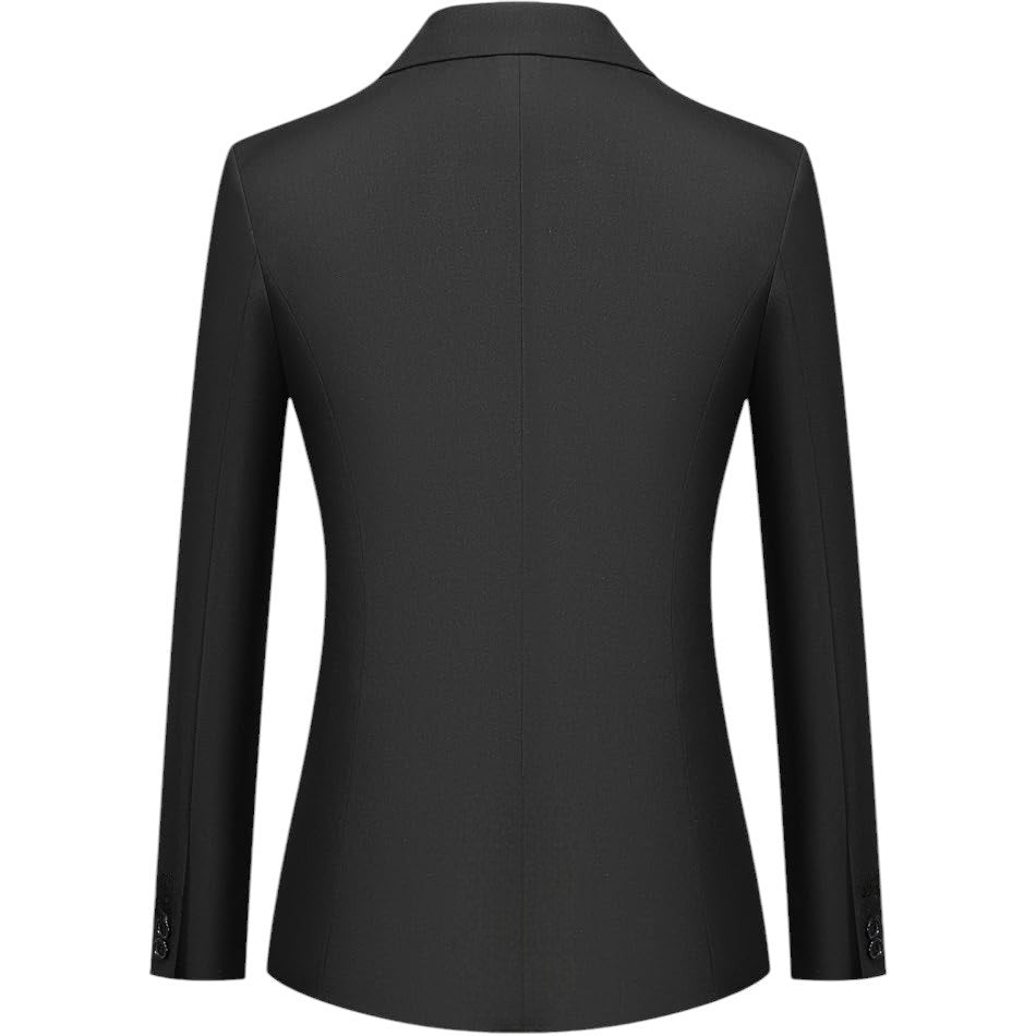 Casual Work Office Elegant Open Front One-Button, Full Lapel Blazer Black, L