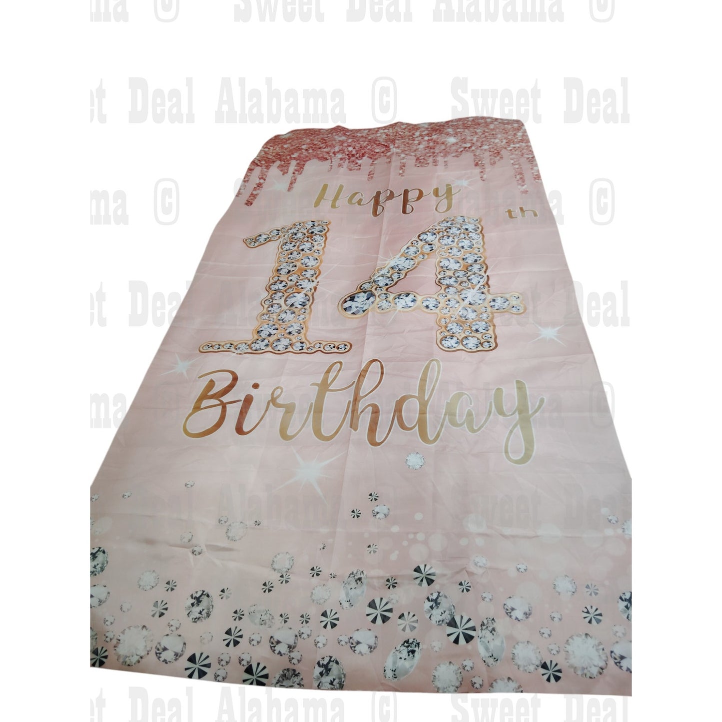 14th Birthday Photography Backdrop, Door Banner or Party Banner Tapestry 35"x72"