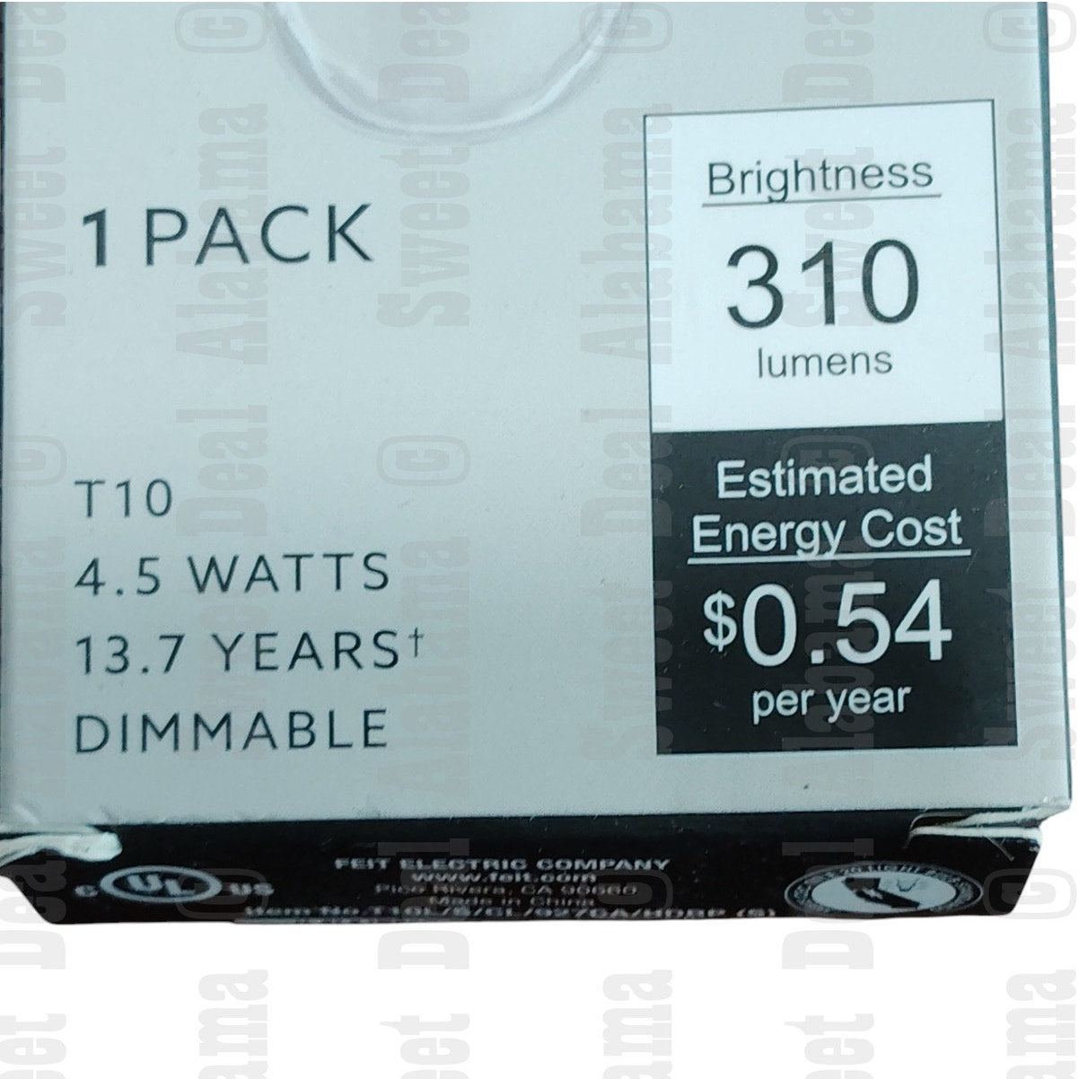 Feit Electric 18229 LED Vintage Filament Bulb, T10, 40W Equivalent, Dimmable