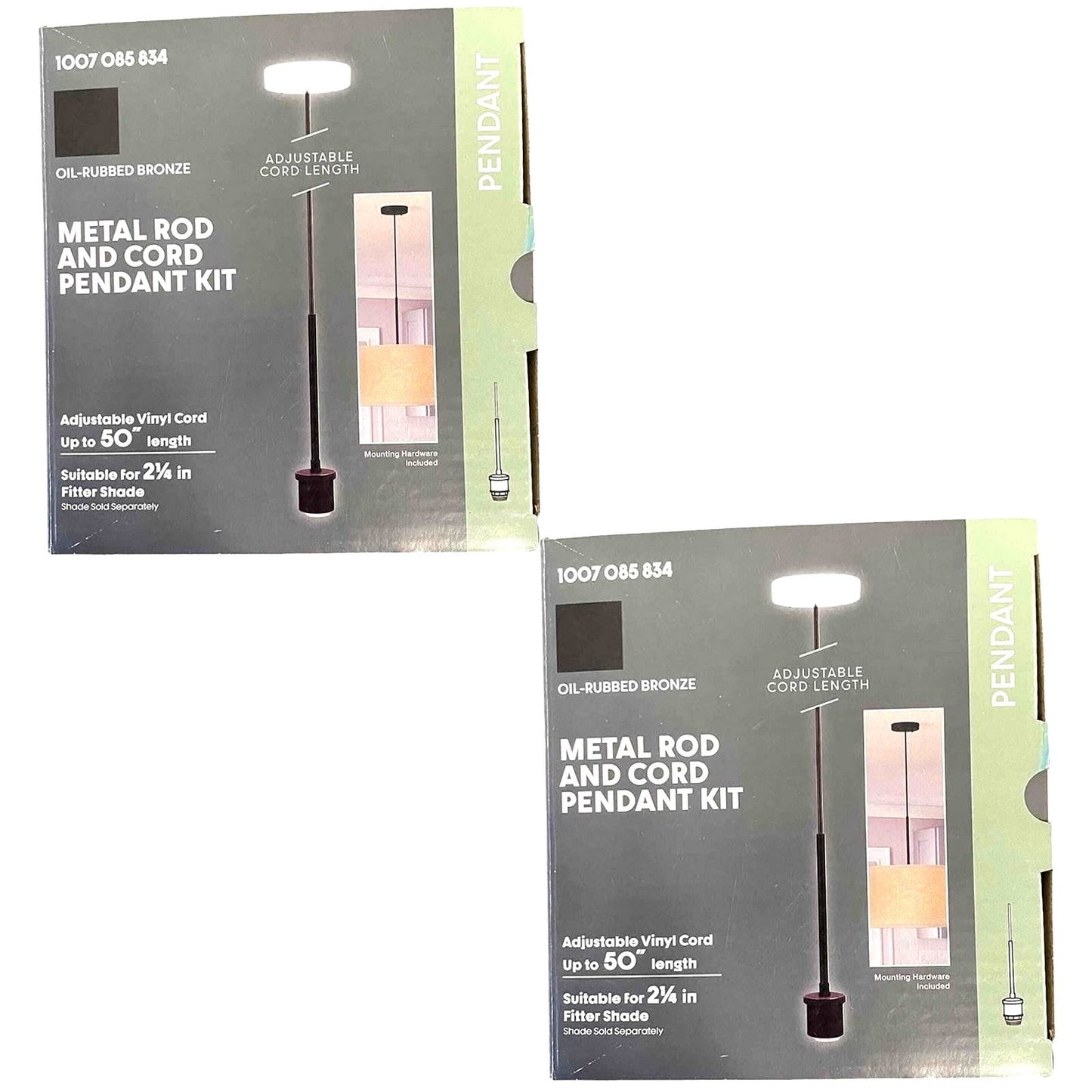 Set of 2 Oil-Rubbed Bronze Pendant Light Kits with Partial Metal Rods, NIB