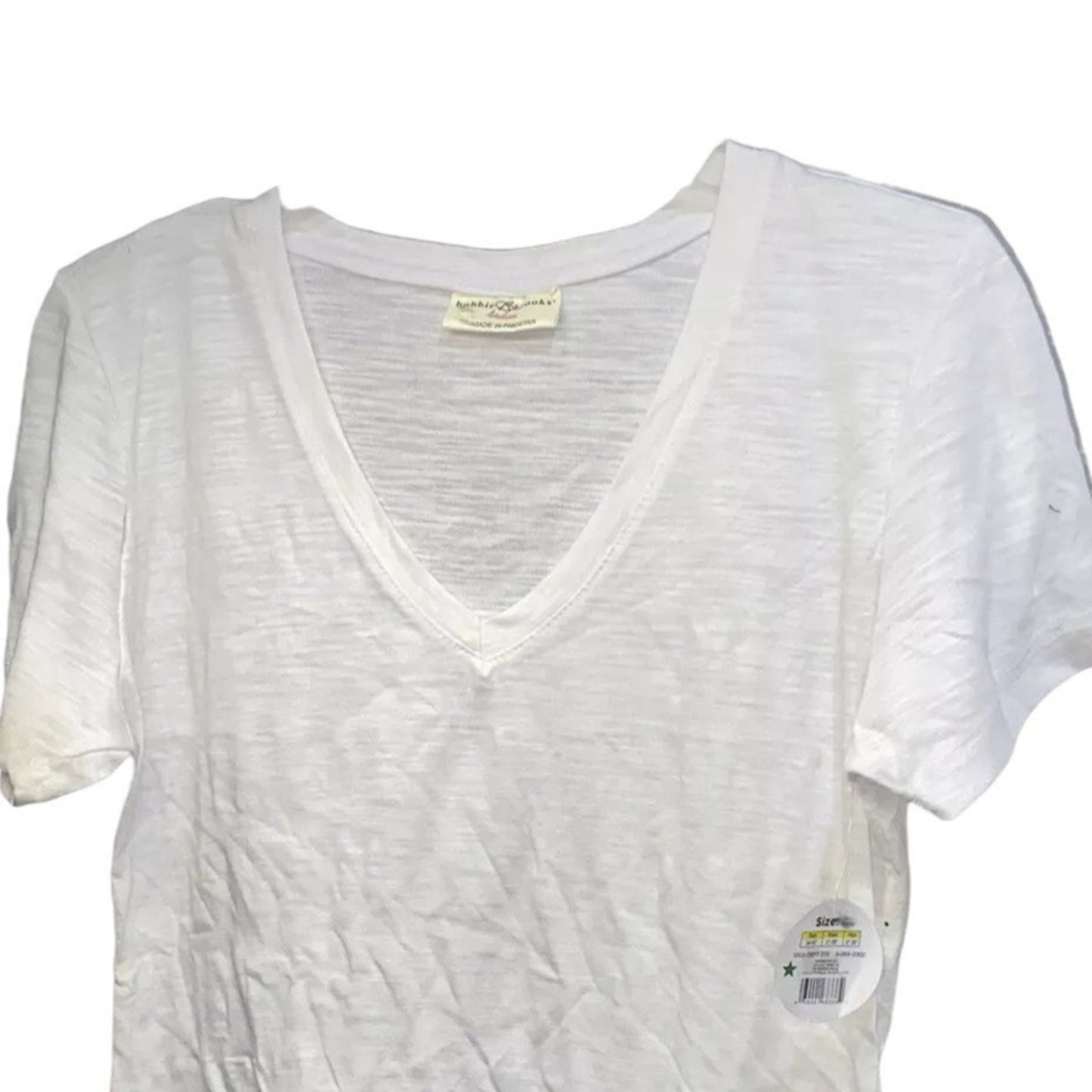 Bobbie Brooks, Small, V-Neck T Shirt, S/S Basic Stretch Top, White, NWT