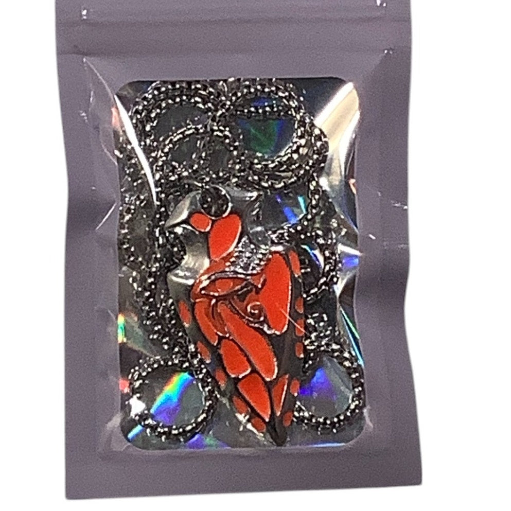 Glow-in-the-Dark Orange Arrowhead Pendant Luminous Shield Eye w/ 27.5" Box Chain