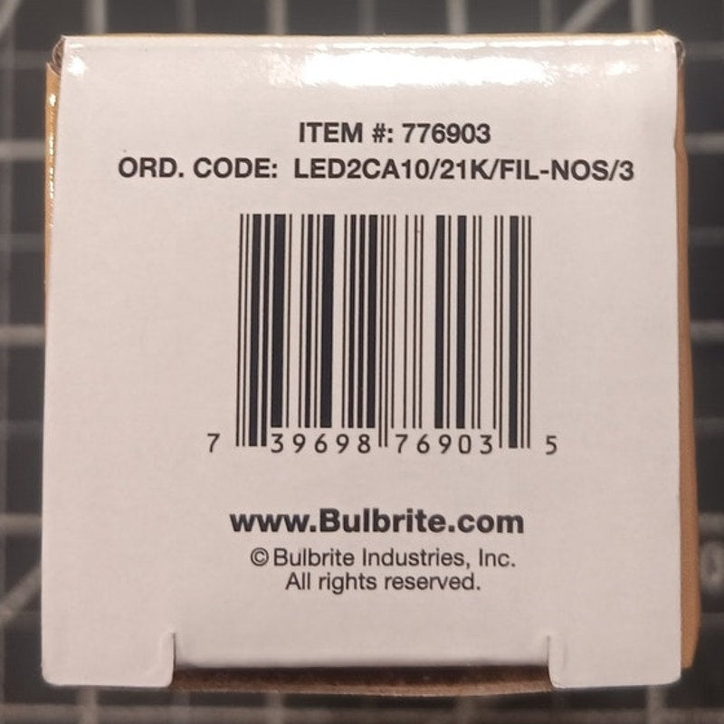Four (4) Bulbrite 2.5W CA10 E12 LED Nostalgic Bulb - #776903