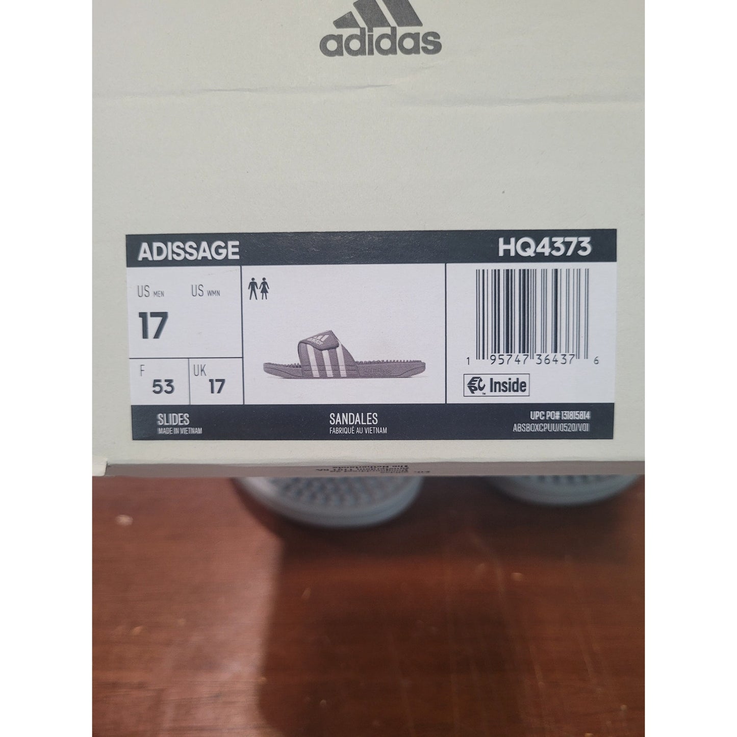 Adidas Adissage Slide Sandal, Unisex Adult Size 17, Comfort Massage Footbed