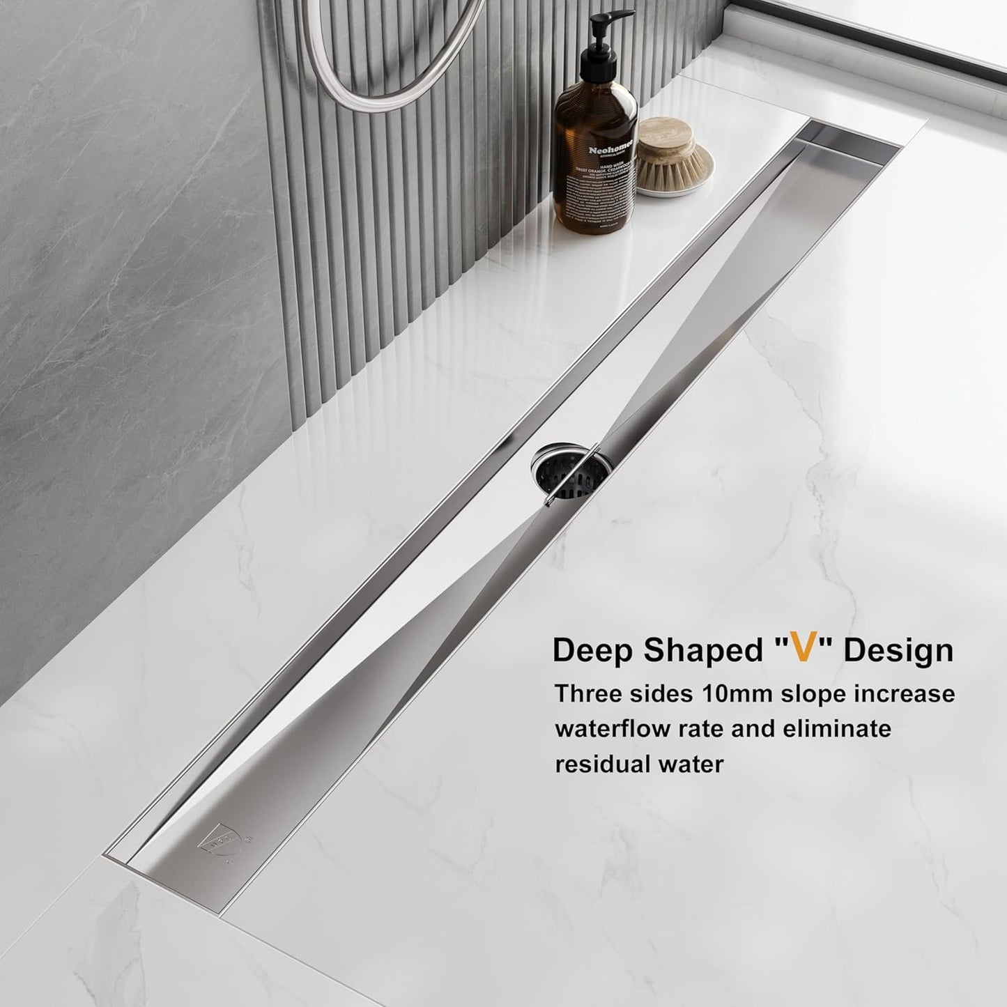 Neodrain ZA3G0124 – 24" Linear Shower Drain, Stainless Steel, Brushed Finish
