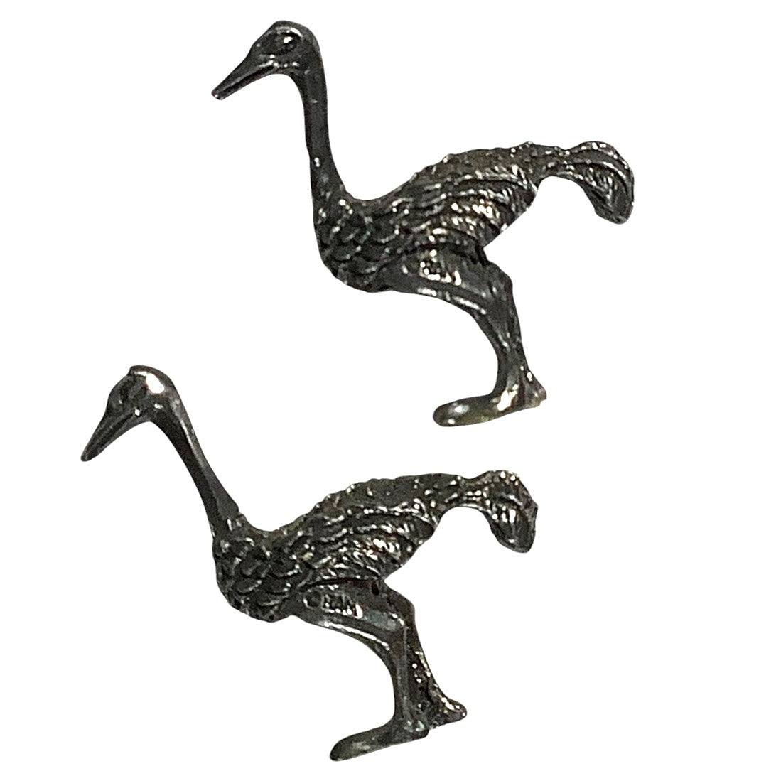 Set of 2 Vintage Ostrich Pewter Figures, Each one is Aprox. 1-3/4"W X 1-3/4"H