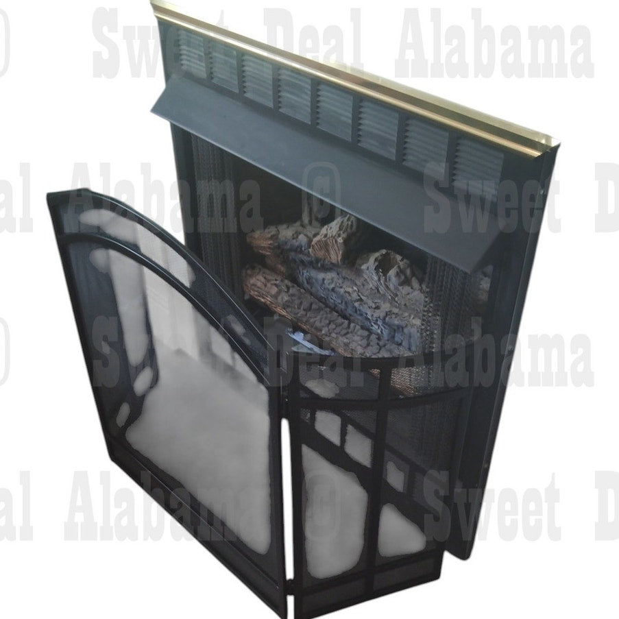 3-Panel Fireplace Screen 27.95"x38" – Black Steel Folding Spark Guard, See-Through