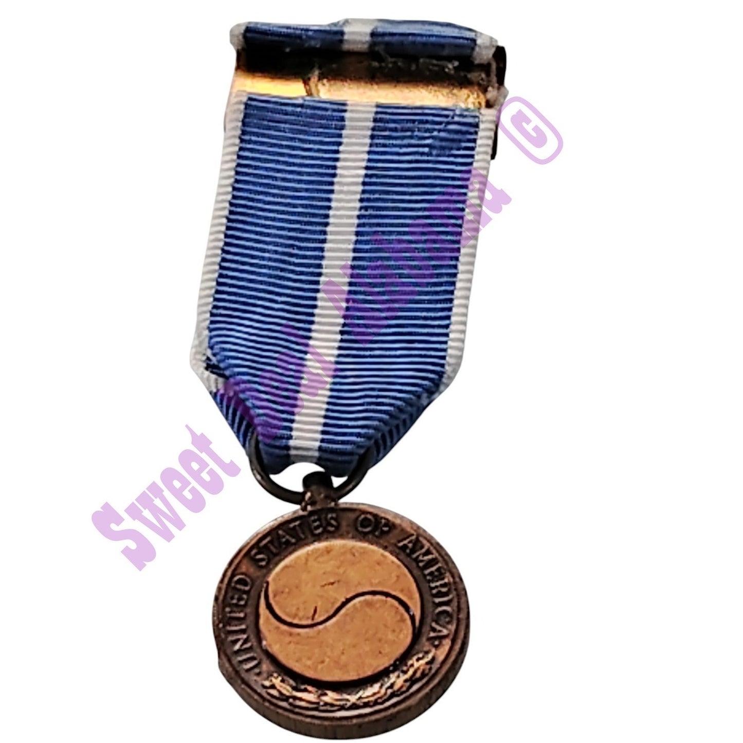 Republic of Korea War Service Mini Medal (3/4"D) Ribbon (3/4"W) Overall 2-1/4"H