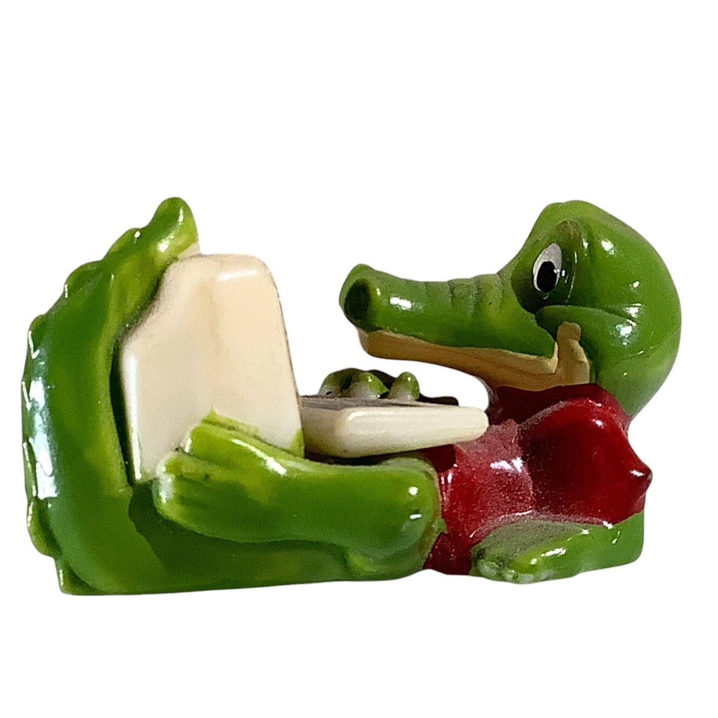 VTG 1992 Ferrero Resting Crocodile at Computer Figurine 1-1/2"L x 3/4"H x 7/8"W