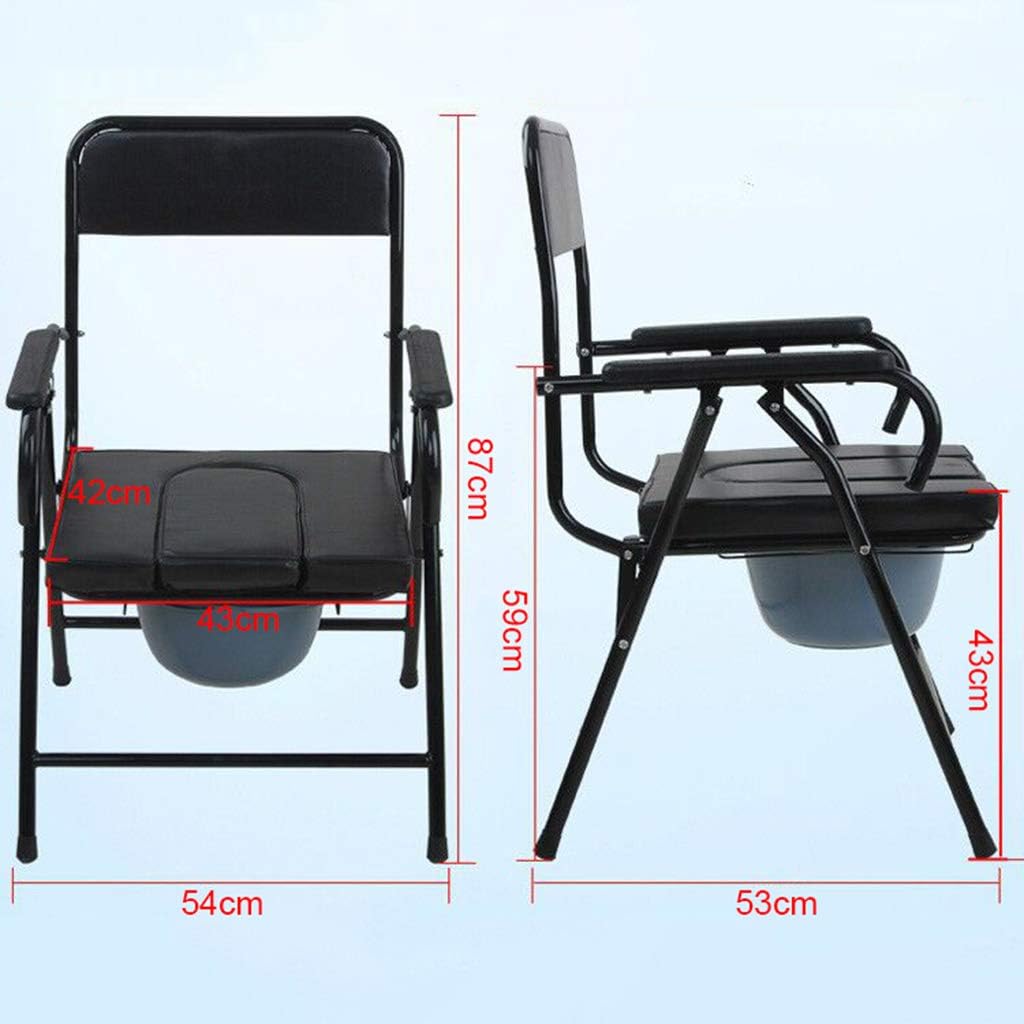 4-in-1 Folding Steel Bedside or Raised Commode, Shower Chair, Black, 330lbs Cap.