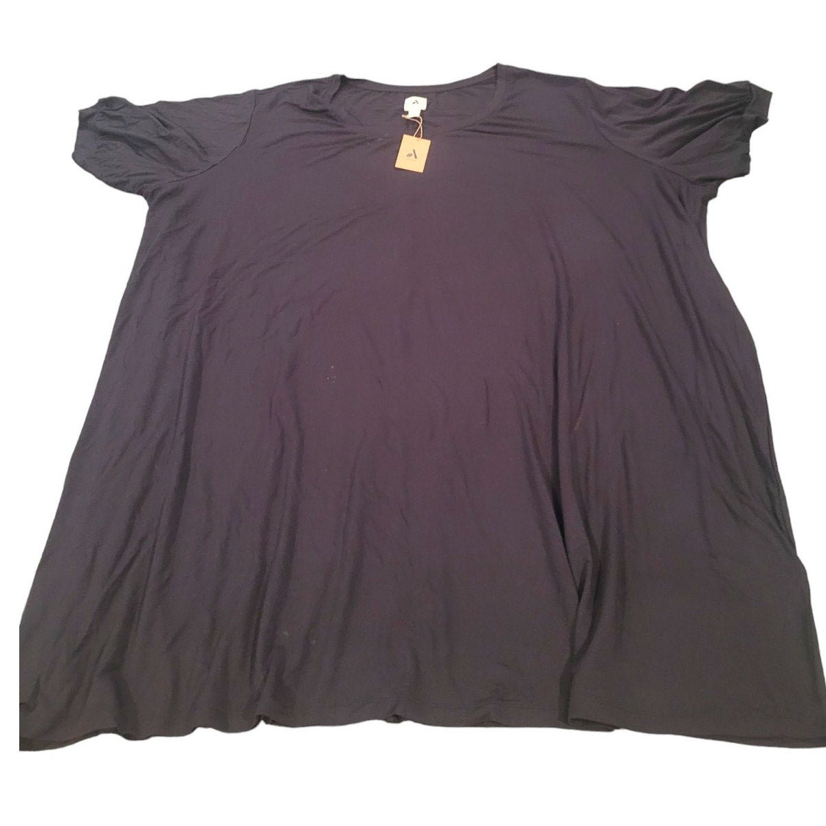 Aware Women's Modal Elbow Length Puff Sleeve T-Shirt Dress, Black, 7XL, 7-XL