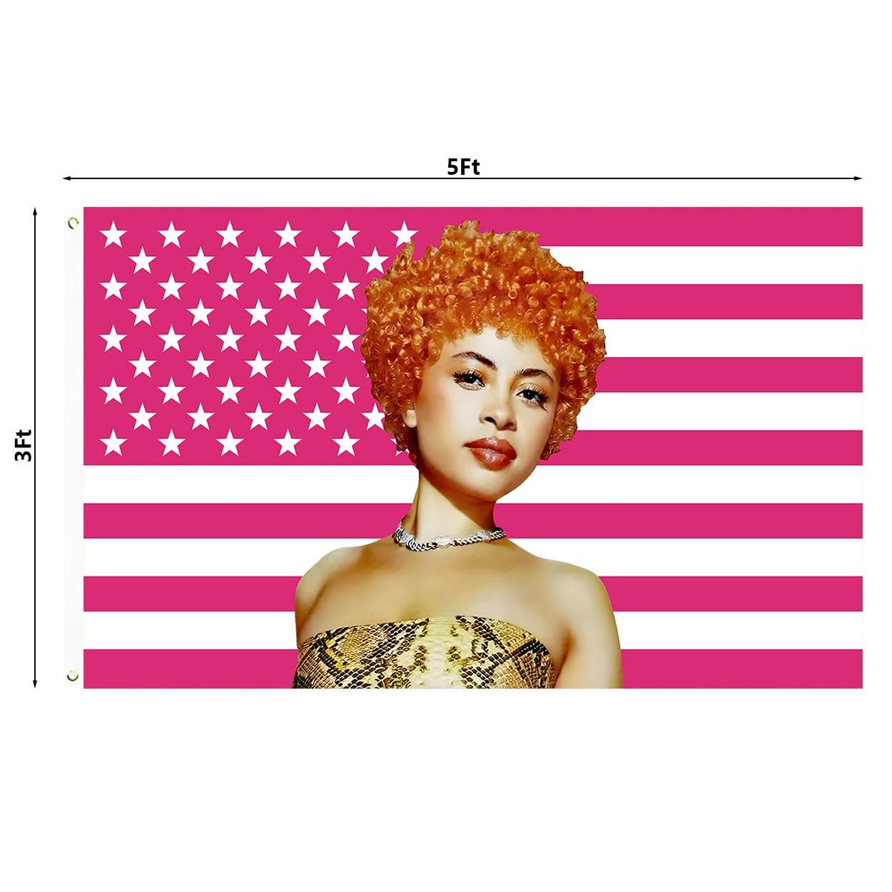 Ice Spice 3x5ft Pink American Tapestry Flag – 2 Brass Grommets, Outdoor or Room & Dorm Wall Tapestry