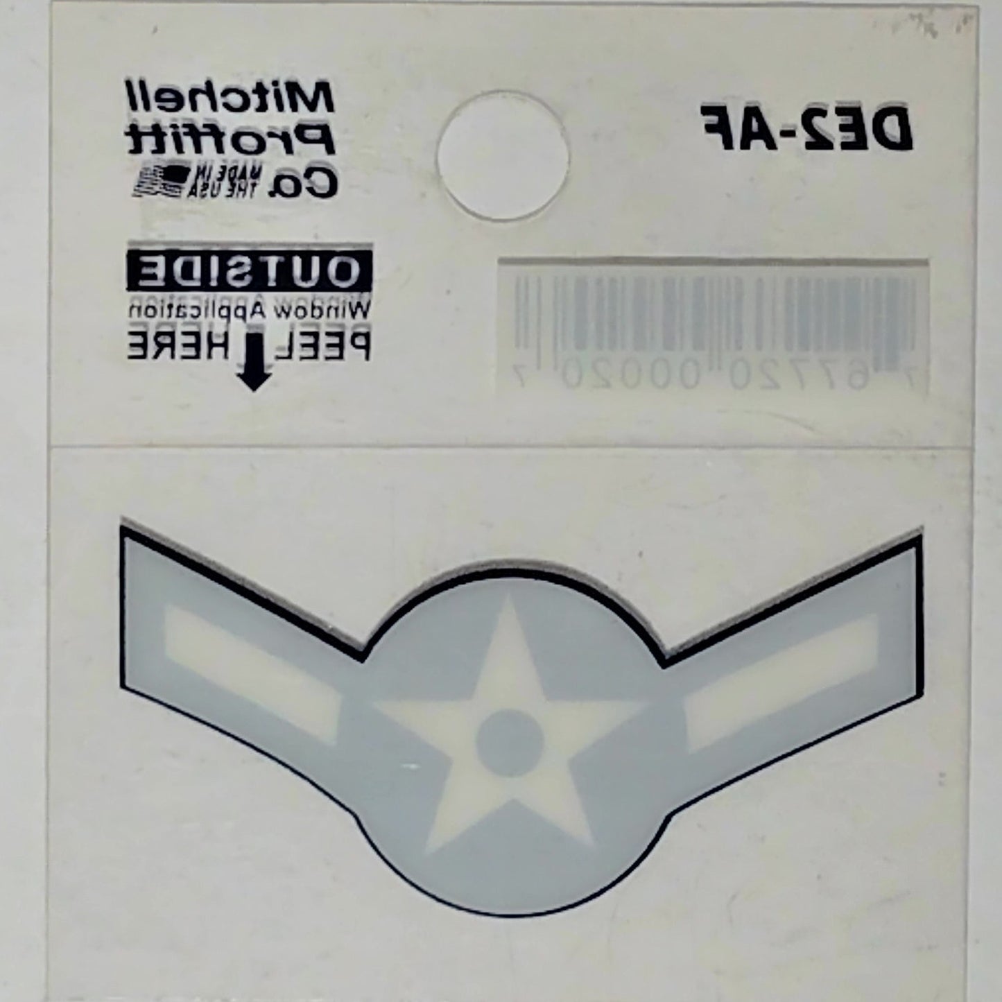 USAF Airman (E-2) Rank Decal – 2.25" x 1.25" Mylar Vinyl – White Star & Stripes