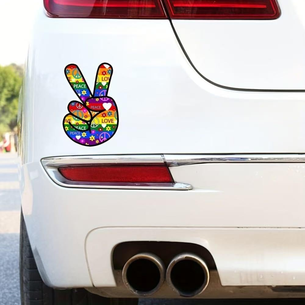 2× 2D Color Fingers Vinyl Decals – 7"x4.5", Waterproof PVC Stickers