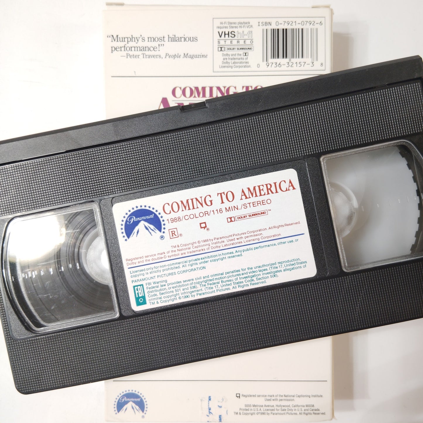 Coming to America VHS 1988 Eddie Murphy Arsenio Hall Comedy John Landis