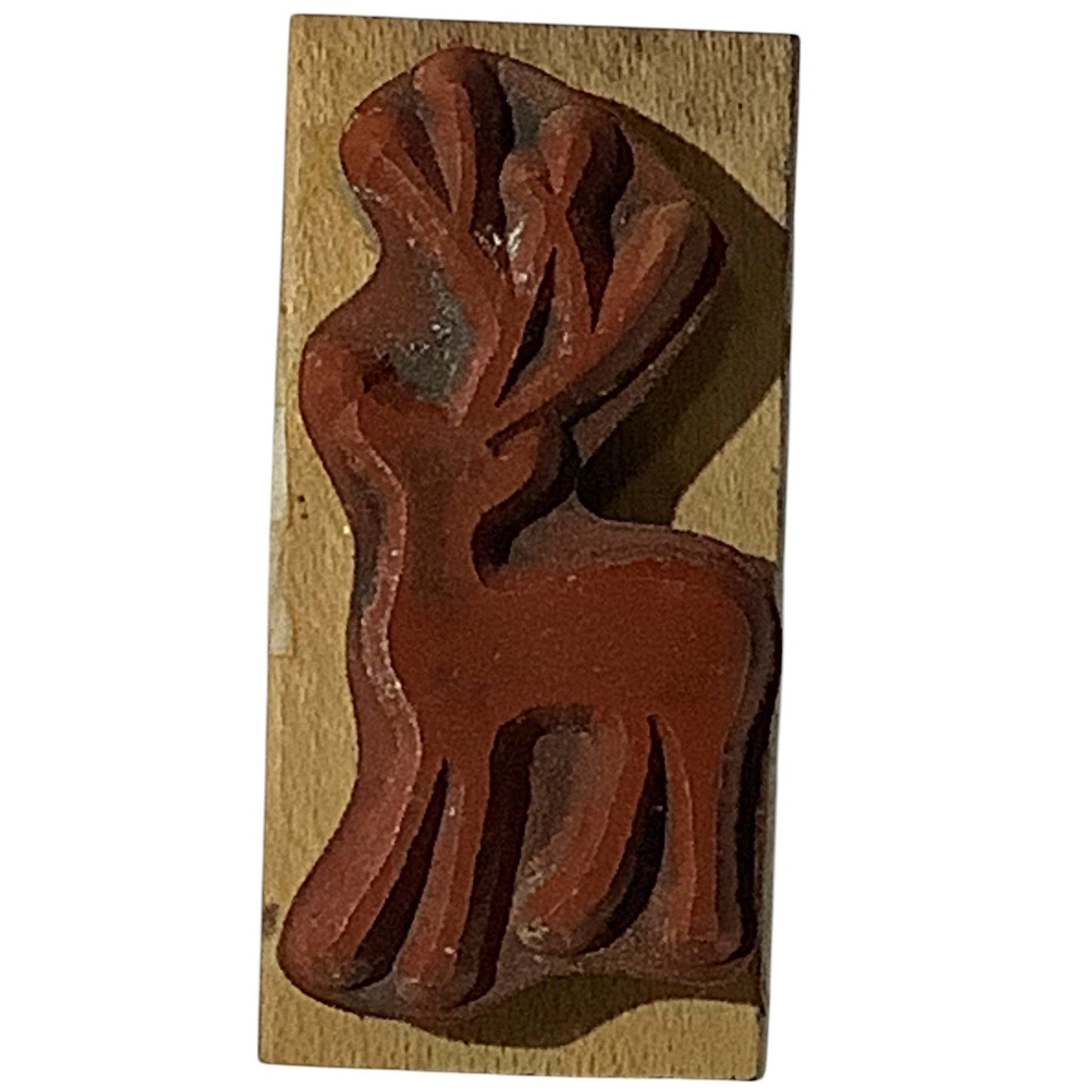 Vintage 2" x 1" Wooden SavvyStamps Reindeer Rubber Stamp 1-3/4" x 7/8"